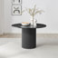Penny Pillar Black Round Table With 4 Cleother Luxury Velvet Upholstered Swivel Dining Chairs-1517443406