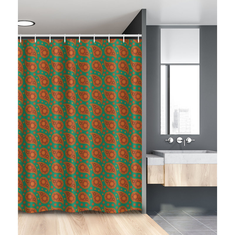 Paisley Shower Curtain with Hooks Included, 78" H x 54" W