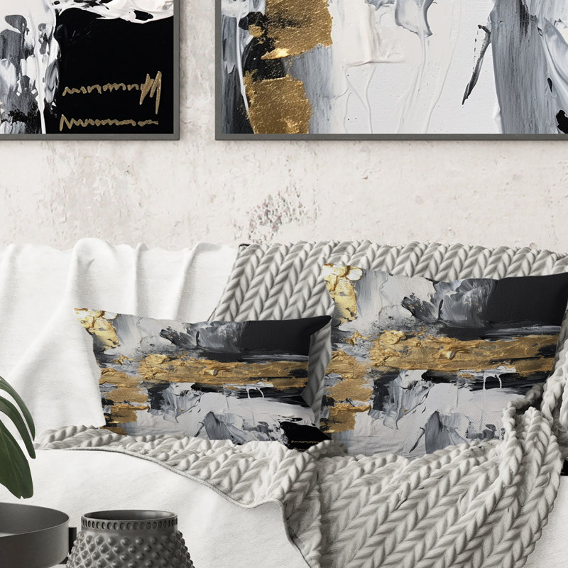 Coussin décoratif horizontal abstrait noir I