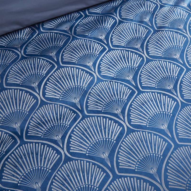 Art Deco Pearl Duvet Cover Set with Pillowcases with Pillowcases, Navy Blue, Super King - 2 Standard Pillowcases