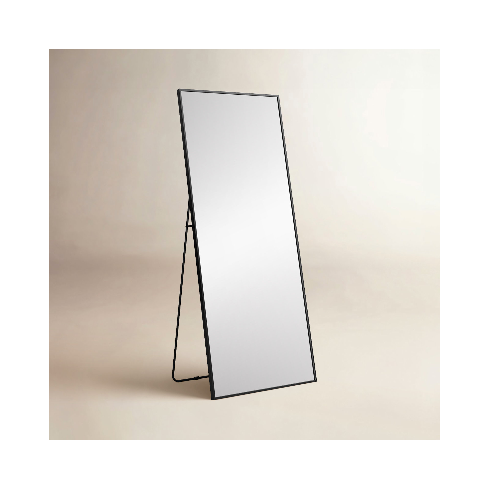 Sabine Metal Rectangle Floor Mirror, 72" x 30", Black