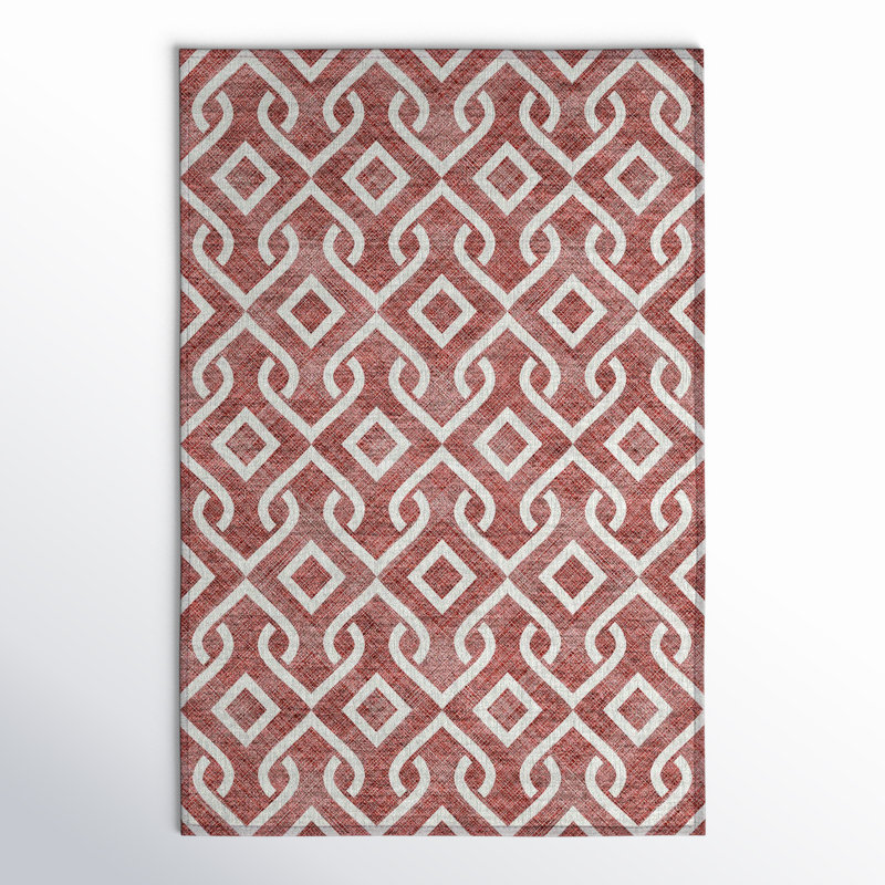 Kaylani Flatweave Washable Geometric Indoor / Outdoor Rug, Rectangle 1'8" x 2'6"