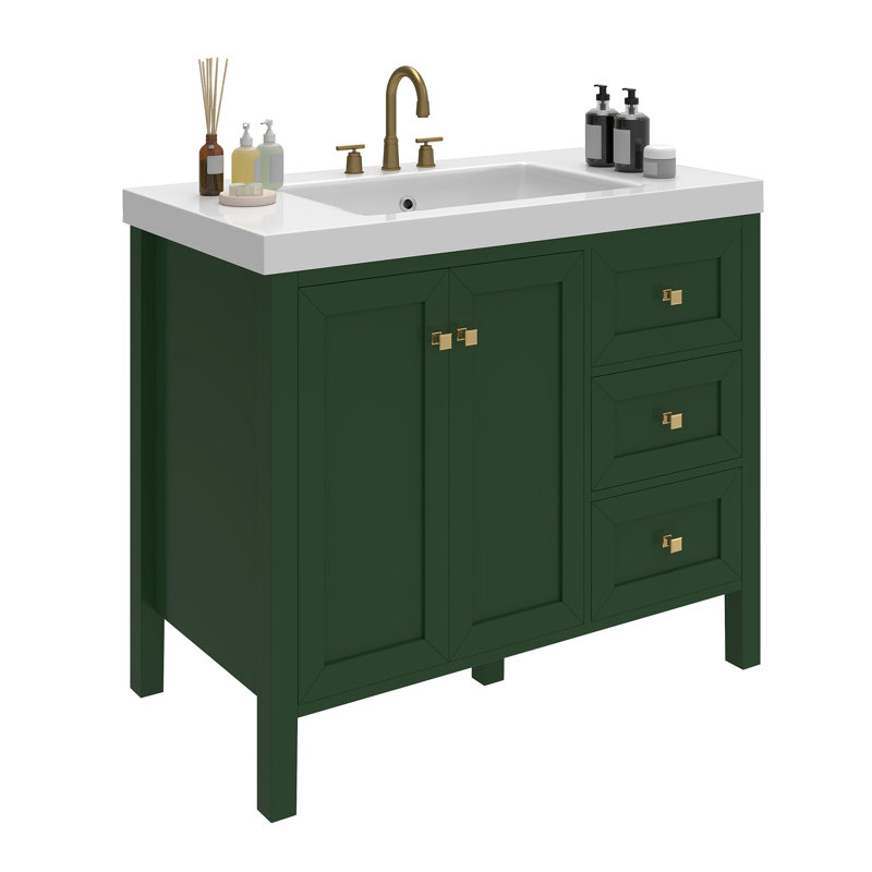 Philpott 36'' Single Bathroom Vanity with Stone Top, 36", Blue