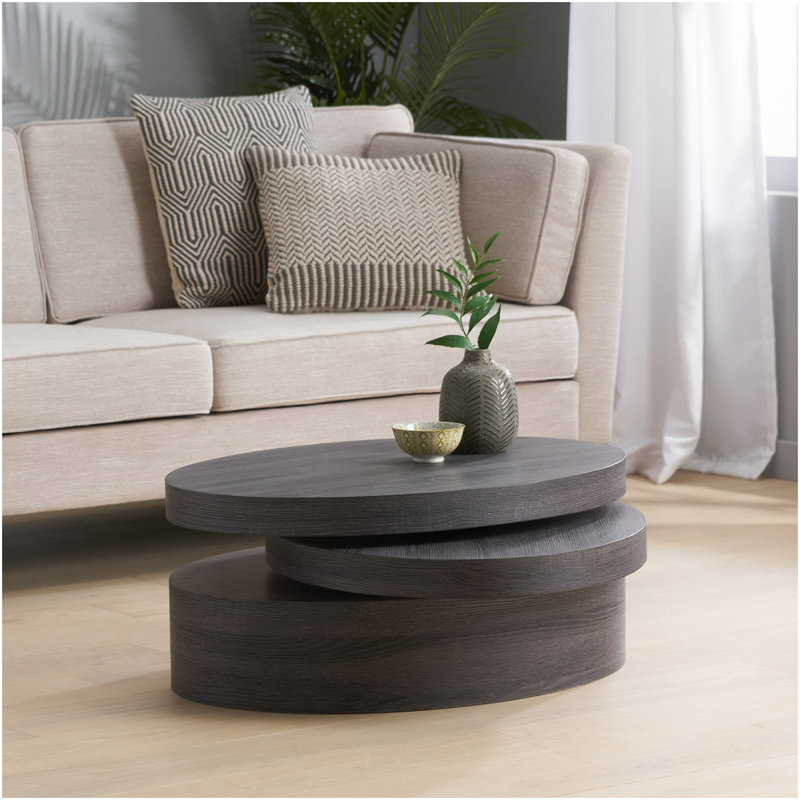 TABLE BASSE MODERNE ROTATIF - Noir mat