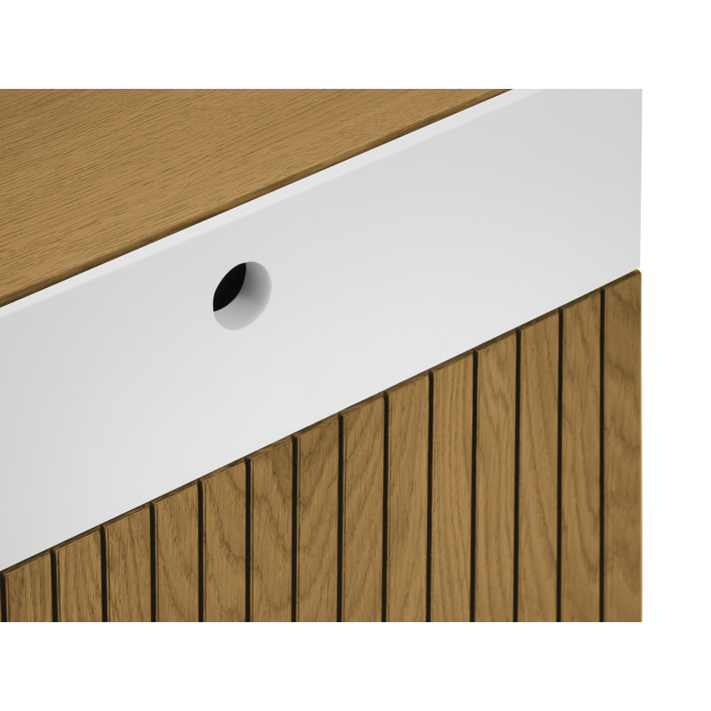 Ironesha 45cm W Bedside Table, Natural Oak/White