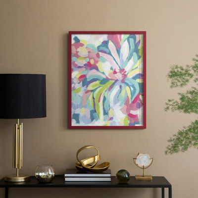 «Tropical Bloom Kaleidoscope II», reproduction encadrée - bois massif