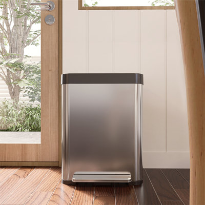 Home Zone Living 19 Gallon Tall Stainless Steel Kitchen Trash Can with Soft-Close Lid
