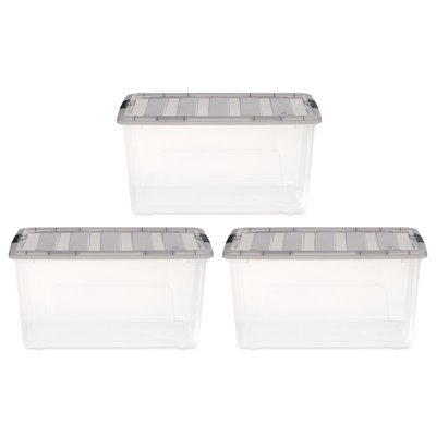 72 Qt./18 Gal. Plastic Storage Boxes with Latching Lids in Clear