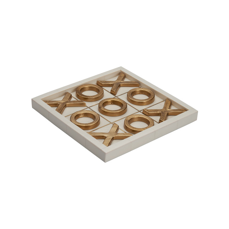 Tic Tac Toe-Resin/Gold Metal (Box)