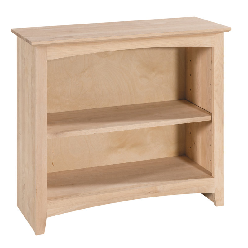 Malani 36" H Solid Wood Classic Bookcase, (2 Shelves) 29"H x 31.75"W x 12.875"D, Unfinished