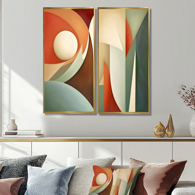 Visions symétriques orange et vertes - art mural moderne