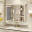 Armoire de rangement murale 35 po x 28 po avec porte miroir, armoire de salle de bain moderne avec miroir, armoire à pharmacie avec 6 tablettes ouvertes