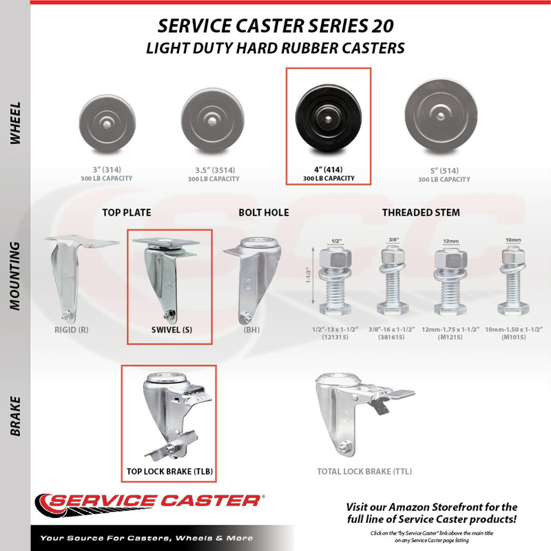 Hard Rubber Swivel Caster