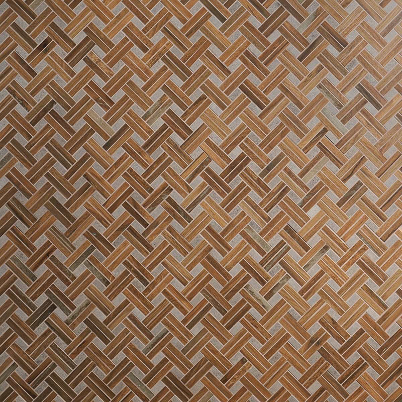 Eternal 10x13 Basketweave Herringbone Matte Wood Look Porcelain Mosaic Tile