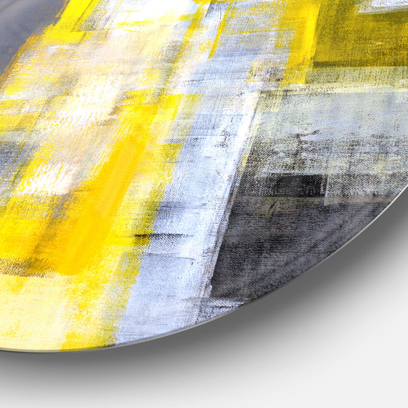 Art abstrait sur toile abstraite, impression moderne flou jaune et gris - Abstrait flou gris et jaune