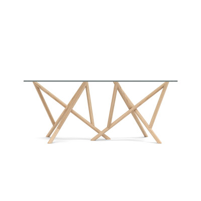 Baton Glass Top Table With Double Pedestal Base