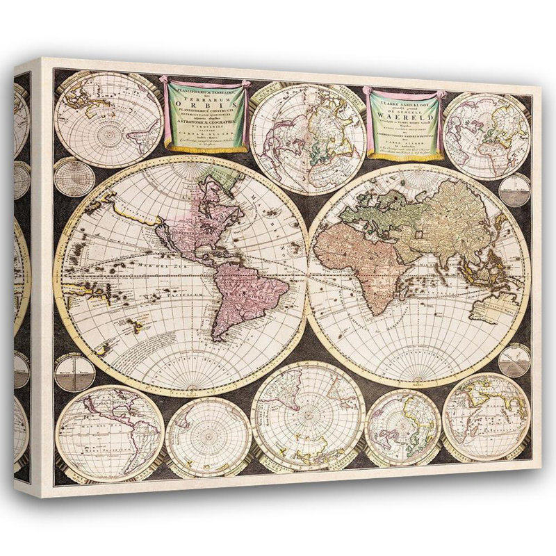 Art sur toile Allard, Carel Gallery: globe terrestre plat communément appelé le monde entier 1696, H 15 po x l 16 po