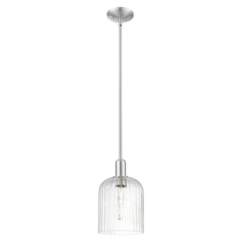 Downtown Urban - Voile de mariée - Mini-luminaire suspendu 1 tige, H 13,25 po x l 8 po x P 8 po, Clair, Nickel satiné brossé