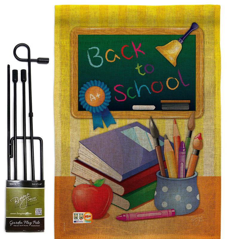 Occasions spéciales et études spéciales à 2 côtés en toile jute 19 po x l 13 po back to school ensemble de drapeau