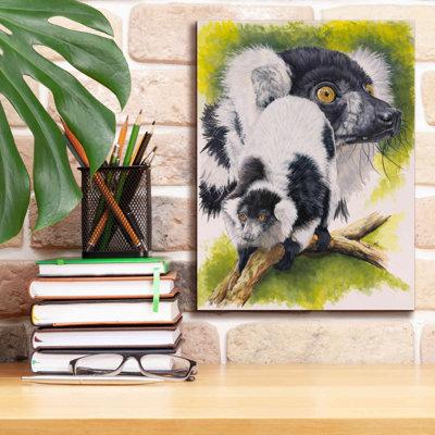 «Black White Lemur» par Barbara Keith - peinture sur toile tendue