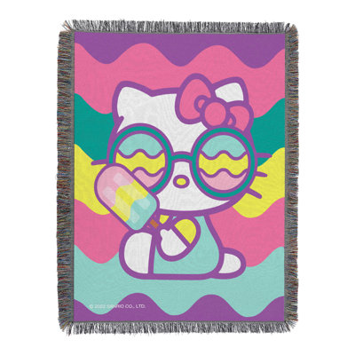 Sanrio Hello Kitty Throw Blanket, Cool Kitty Cute Anime Fan Decor, 48x60 Inches