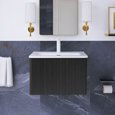 24 po Meuble-lavabo mural élégant avec lavabo en céramique