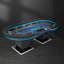 Table de poker bleue et noire en bois manufacturé ovale-117598247