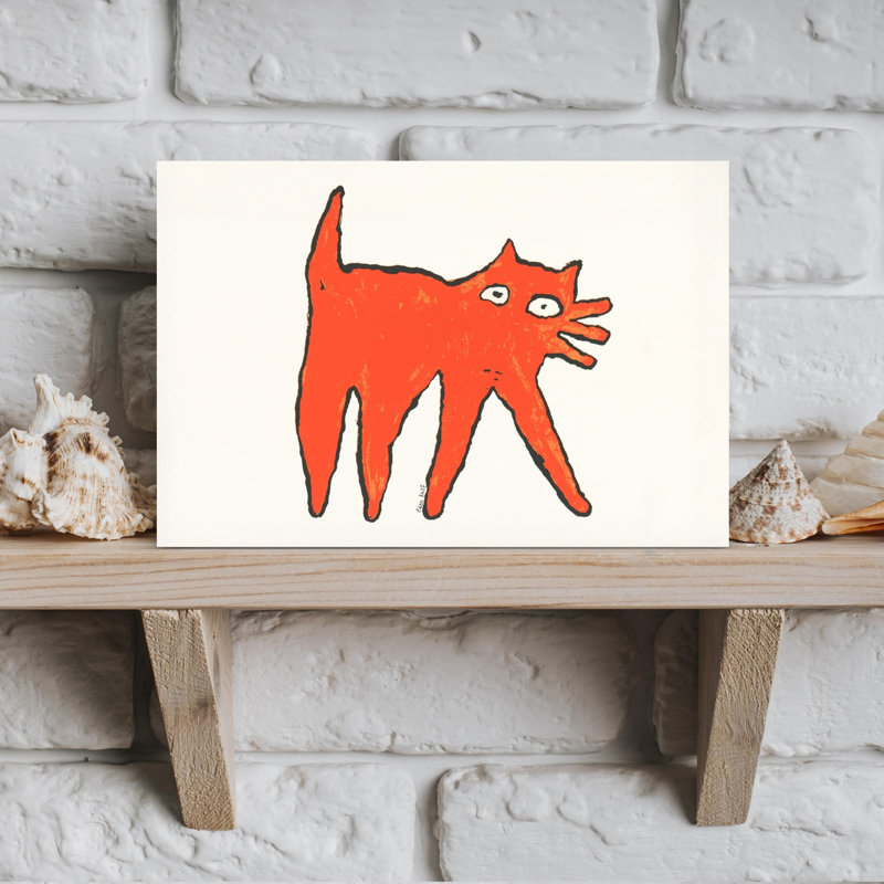 Art mural abstrait chat orange, H 12 po x l 18 po