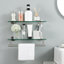 Ensemble de 2 tablettes de salle de bain en verre trempé 16 pouces à fixation murale SUS 304 en acier inoxydable