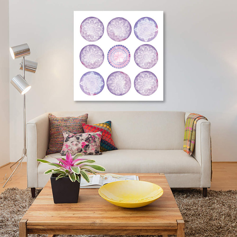 « lilas gouttelettes », impression sur toile, H 48 po x l 48 po x P 1,5 po, Toile tendue, Pas de tapis