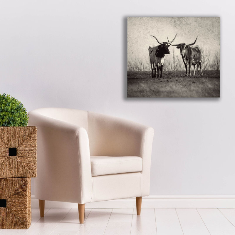 «Epic Graffiti» Longhorns par Debra Van Swearingen, art mural sur toile, 30 po x 26 po, H 26 po x l 30 po