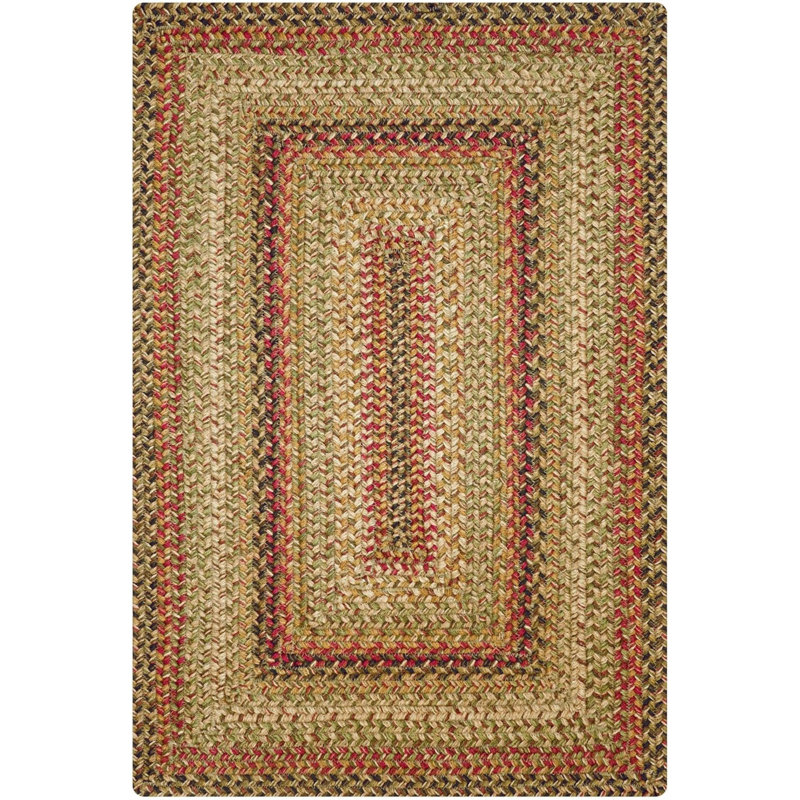 Tapis en jute / sisal rouille / vert / beige Vinita, Rectangle 1 pi 8 po x 2 pi 6 po