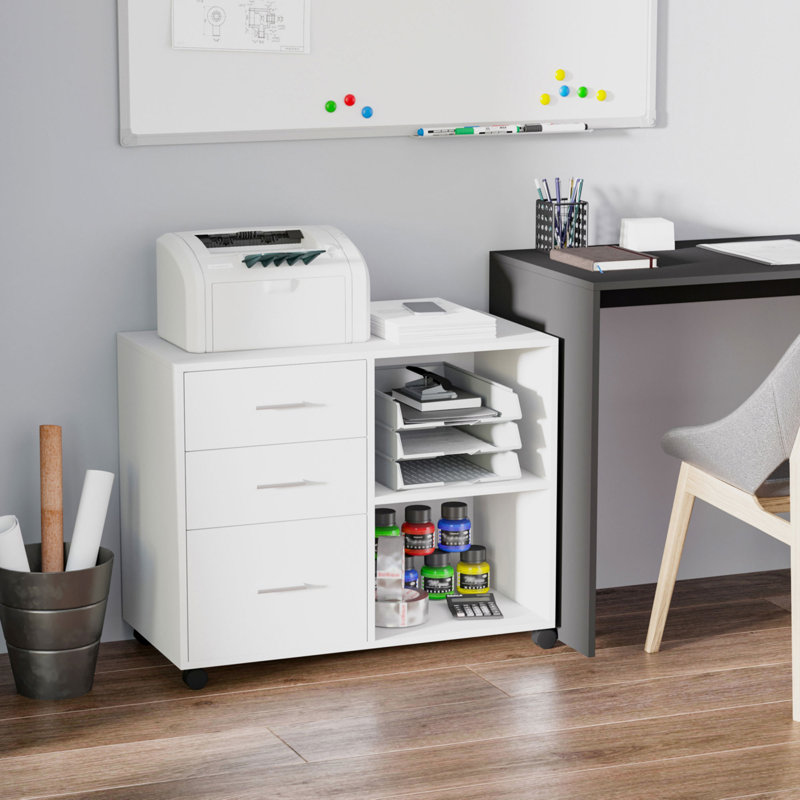 Harty 3 -Drawer Filing Storage Cabinet, White