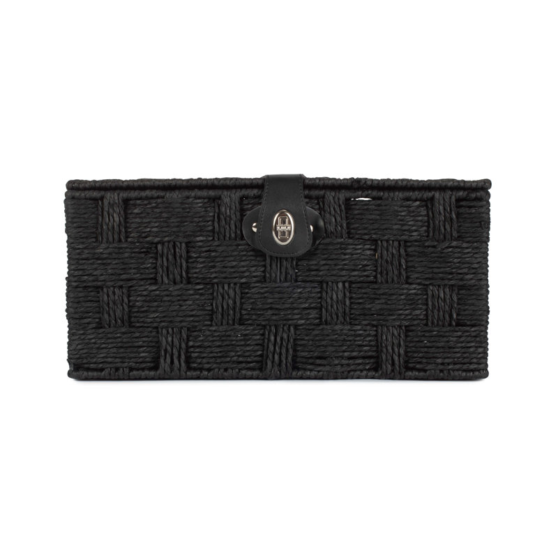 Paper Rope Gift or Storage Hamper, 19cm H x 40cm W x 30cm D, Black