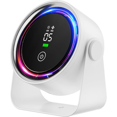 Petit ventilateur de bureau à piles - Sans fil, silencieux, silencieux, portatif, soufflage doux, sans maux de tête, bureau, chambre à coucher, salon, dessus de table, fixation murale, cuisine, voyage, camping, 5 vitesses, rotation à 360 °