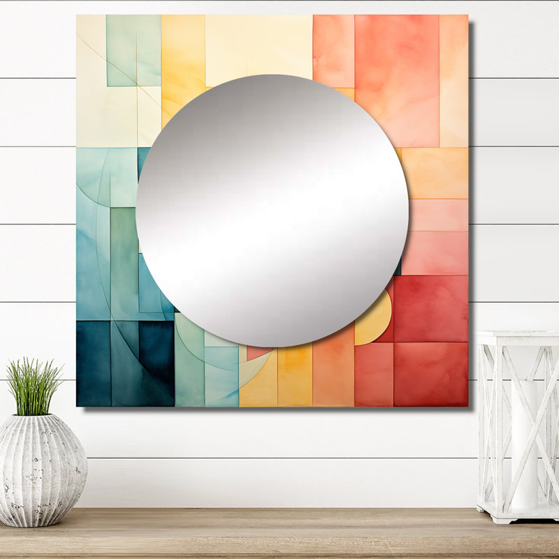 Demere - Grand miroir mural carré abstrait à collage pour chambre, 23 po x 23 po
