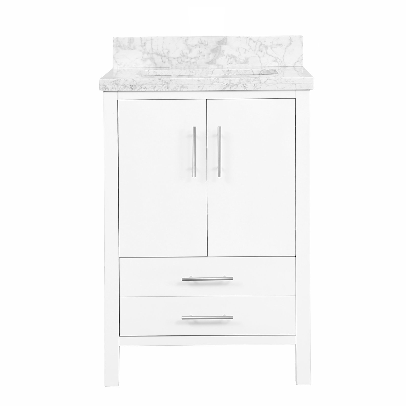 Kiara 24'' Single Bathroom Vanity, White, Carrara Marble