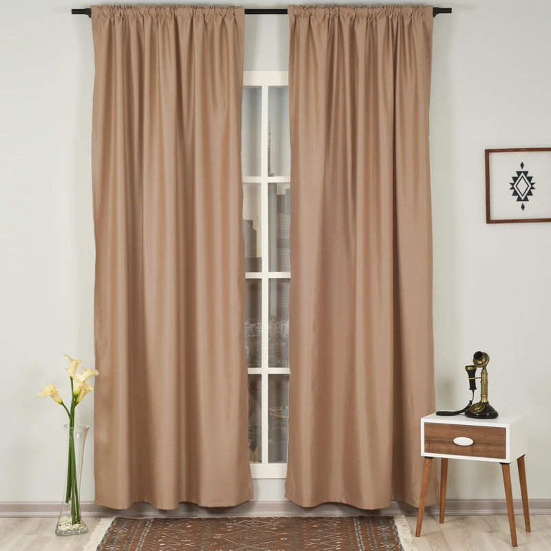 Sateen Look Room Darkering Room Darkening Curtain Pair, 52" W x 72" L, Taupe