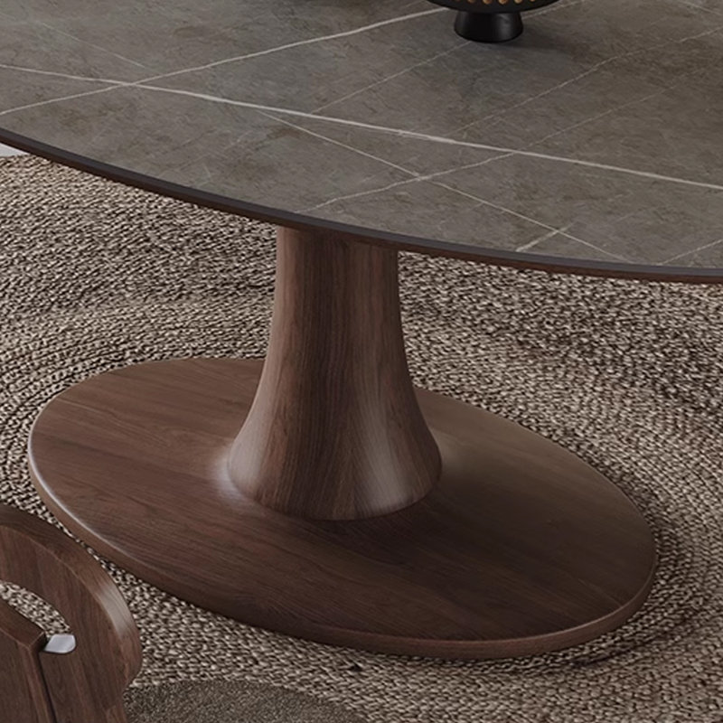 Handan Oval Solid Wood Base Dining Table, 29.53"H x 55.12"L x 31.5"W