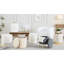 Tissu blanc avec style contemporain, surface texturée élégante, rembourrage en mousse, L 20 po x l 20 po x H 15 po, multiusage, sans assemblage, limite de poids de 250 lb, motif d'intérieur seulement avec motif, assemblage