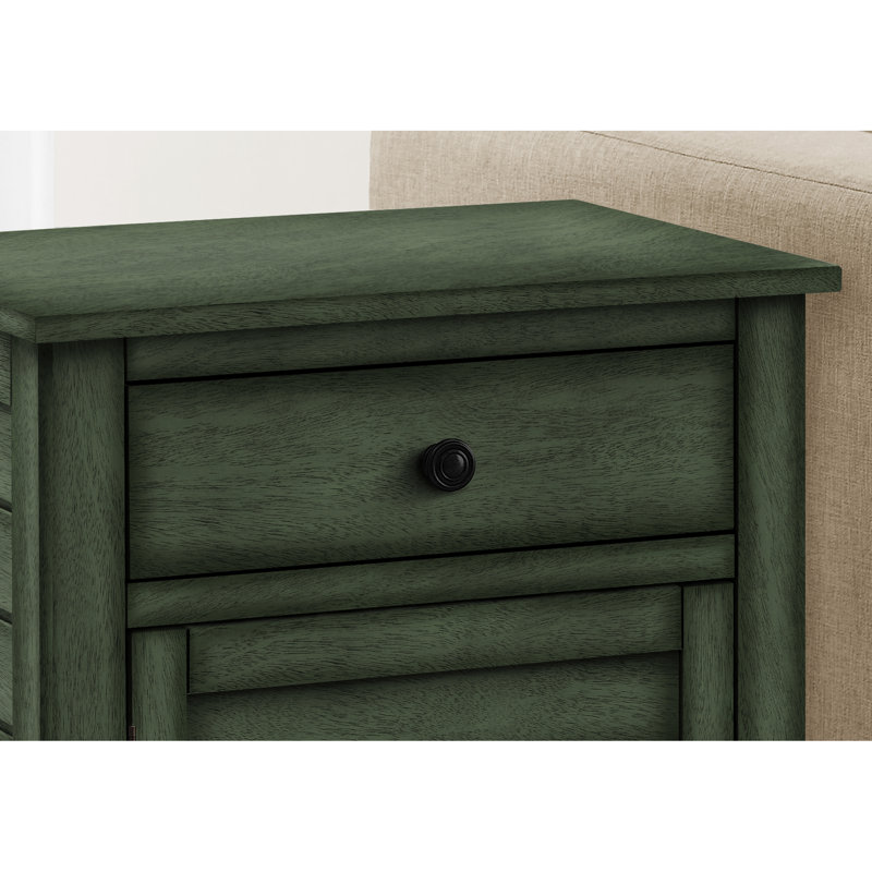 Table d'appoint, table de chevet, tiroir de rangement, bout, table d'appoint, chambre à coucher, lampe, rangement, placage bleu antique, transitionnel