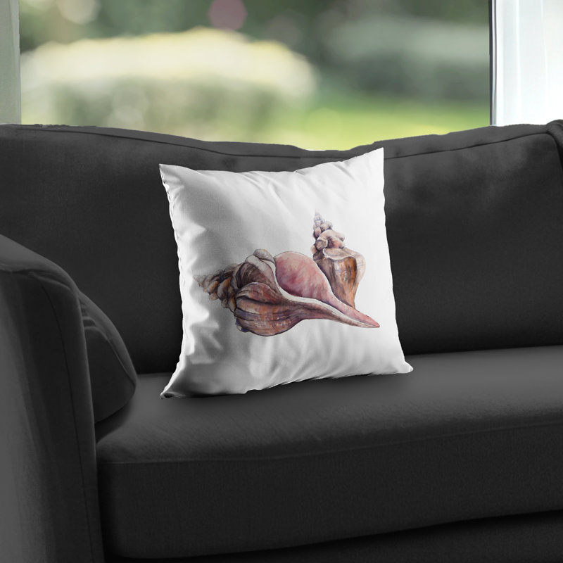 Horse Conch Seashells Throw Pillow | Sea Beige Poly Twill Decor
