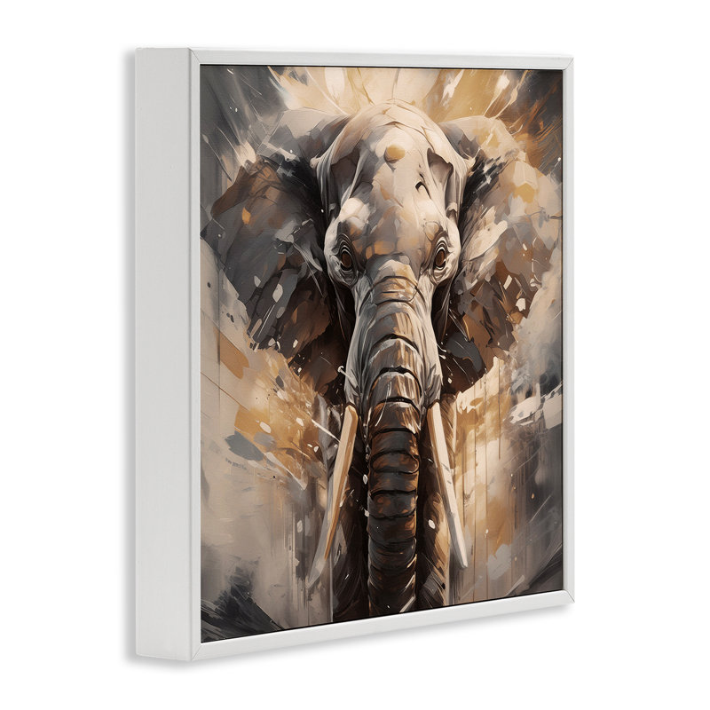 «Modern Splatter Elephant», estampe numérique par Noah Bay, Estampe numérique encadrée blanc bord de mer, H 24 po x l 24 po