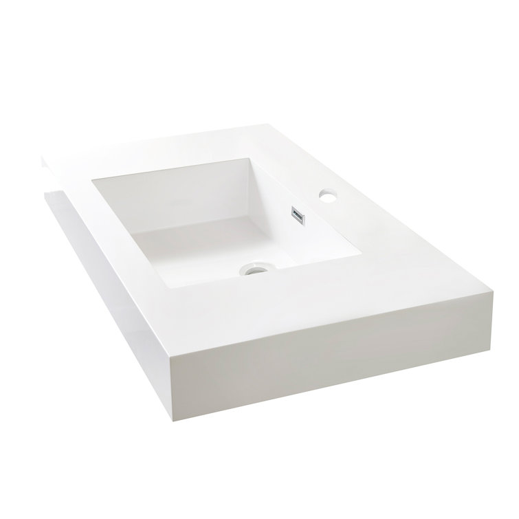 Ablitas 35.8 in. Rectangular Composite Granite Stone Bathroom Vanity Sink