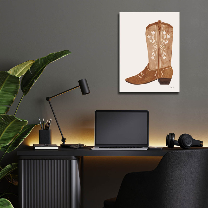  «Western Cowgirl Boot 4» par Courtney Prahl, art mural en verre acrylique, 12 po x 16 po