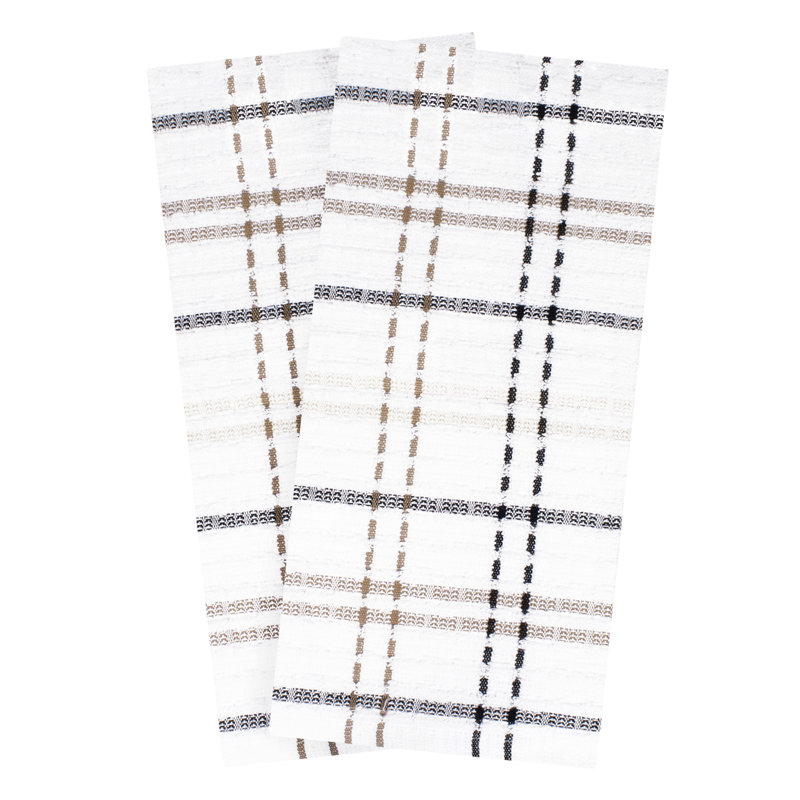 Cotton Plaid Waffle Tea Towel Kitchen Towel, Latte