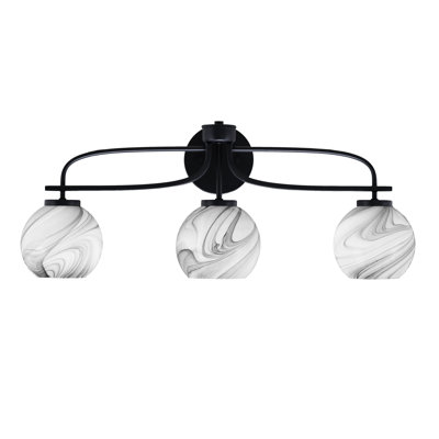 Cavella 3 Light Bath Bar Shown In Finish With 5.75" Onyx Swirl Glass