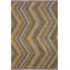 Tapis vert / violet / ivoire en laine à motif de chevrons fait à la main 5 pi 5 po x 8 pi 3 po Madee