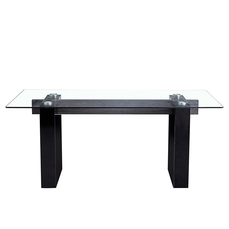 Jameen Glass Top Dining Table, Black