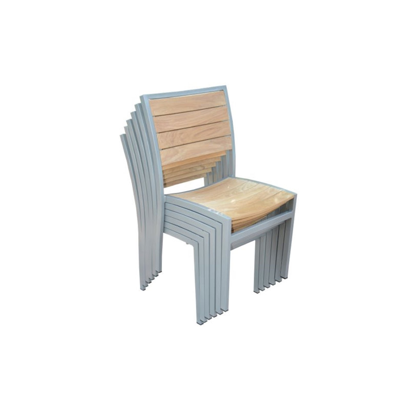 SoHo Teak Aluminum Outdoor Stacking Sidechair, Silver